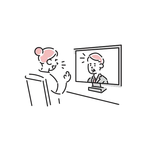 ビデオ通話をする女性のイラスト